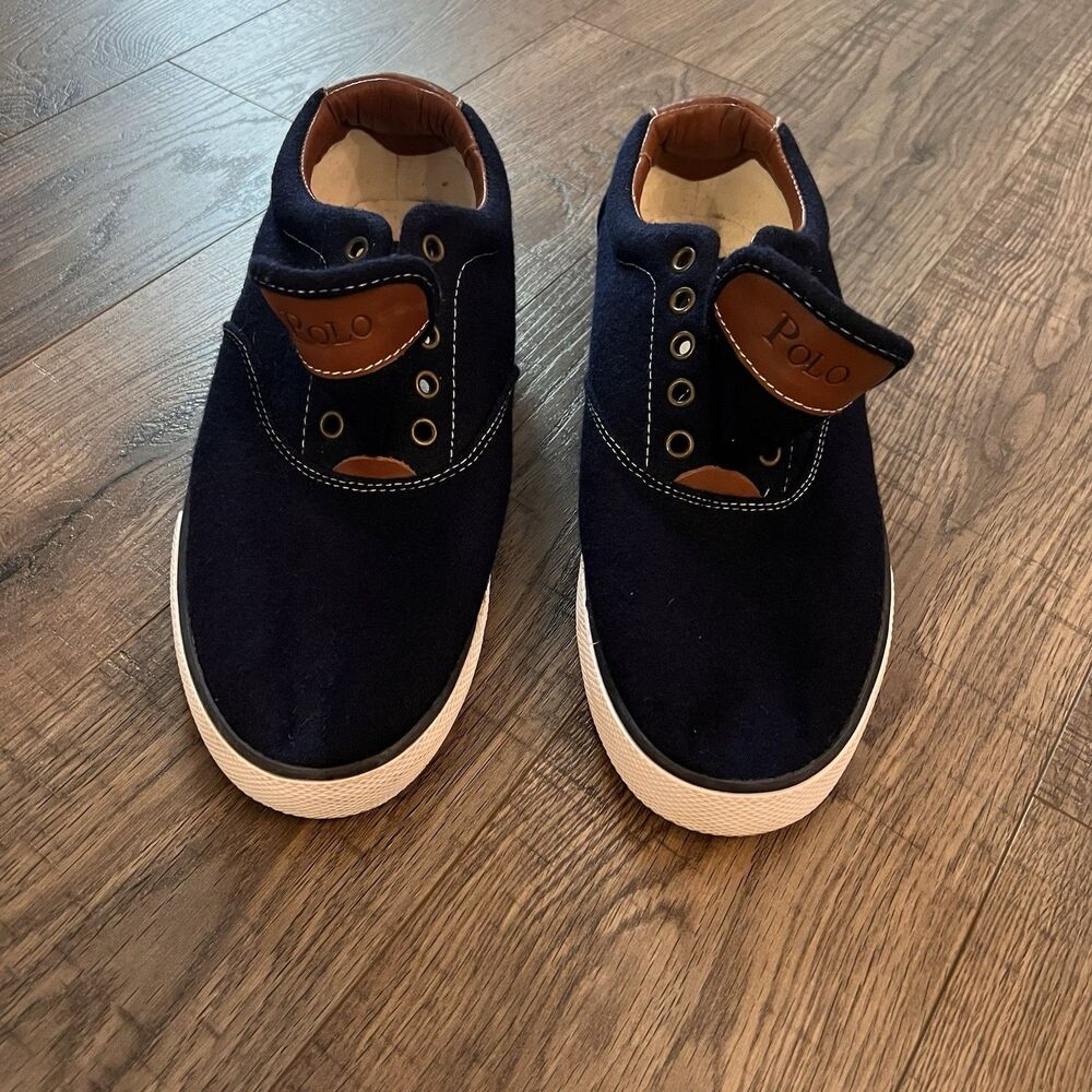 Polo Ralph Lauren Men’s Flannel Sneaker 10.5 Vaughn Navy Blue